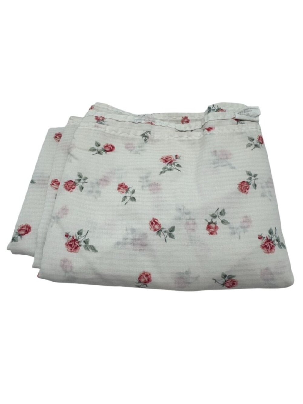 Vintage Cannon White Rose Floral Cotton No Iron Flat Full Double Sheet Bedding